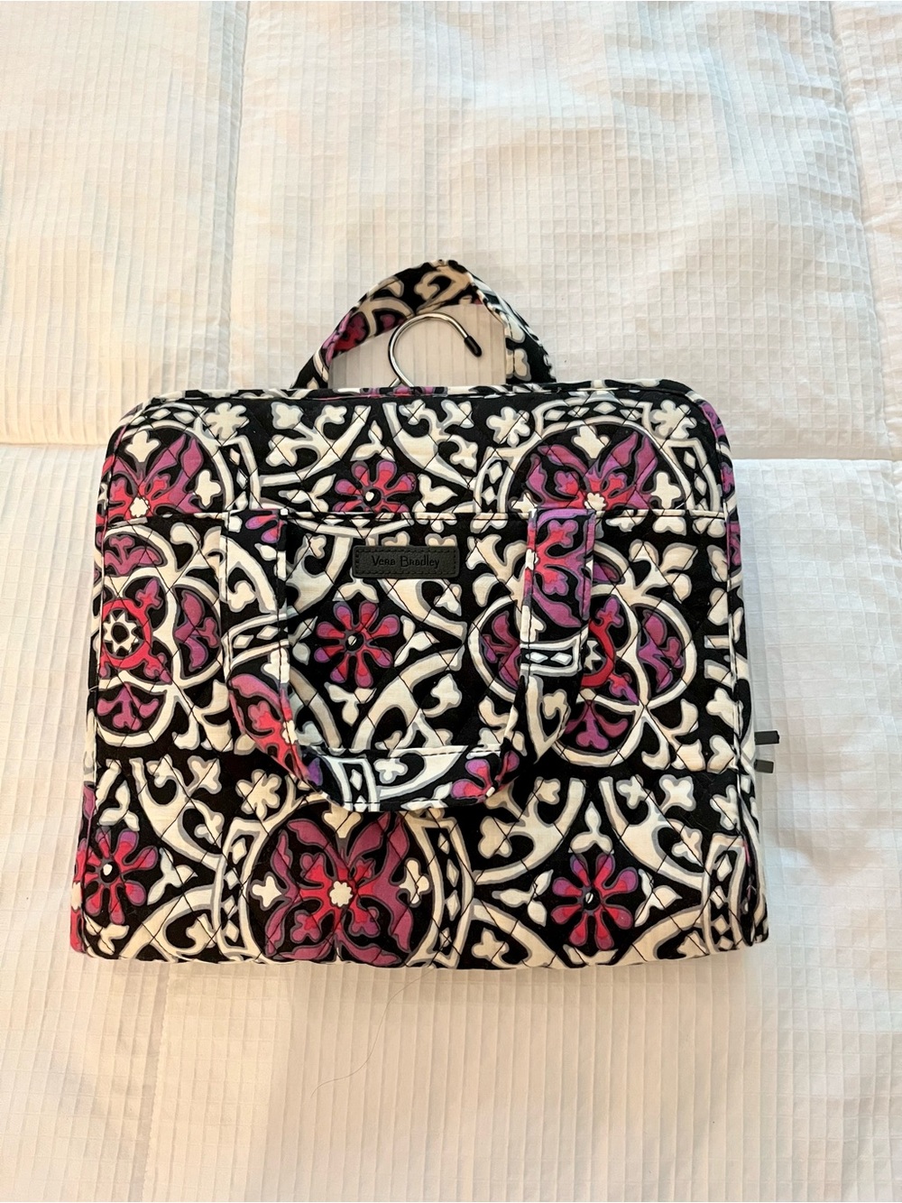 Vera Bradley Scroll Medallion Pink/Black Patterned Quilted Travel Tote